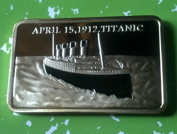 TITANIC SHIP COLORIZED GOLD PLATED ART BAR - 1