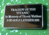 TITANIC SHIP COLORIZED GOLD PLATED ART BAR - 2