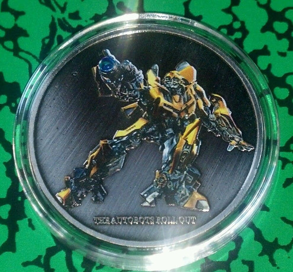 TRANSFORMERS AUTOBOTS COLORIZED PEWTER SILVER PLATED BRASS ART COIN - 1