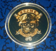 USMC DEVIL DOGS " WE FIGHT WHAT YOU FEAR " #639 COLORIZED ART ROUND