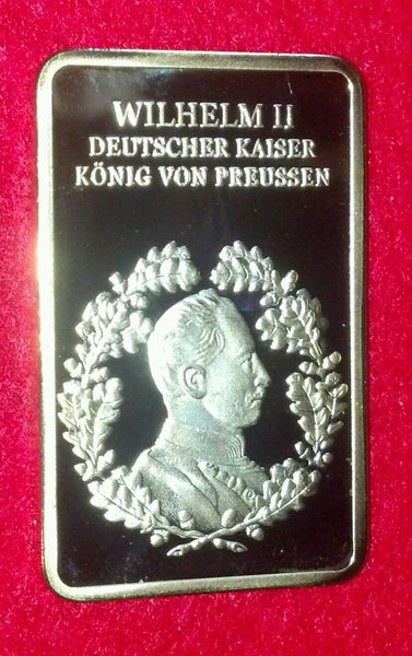 WILHELM II DEUTSCHE KAISER (1888-1918) GOLD PLATED ART BAR - 1